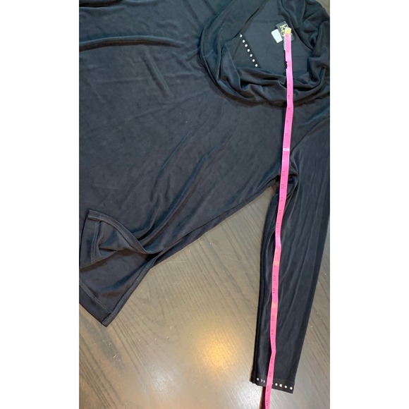 Y2K Glam‎ Cowl Neck Top M Black Rhinestones Vintage Stretch USA KLG & Co Travel - Picture 12 of 14